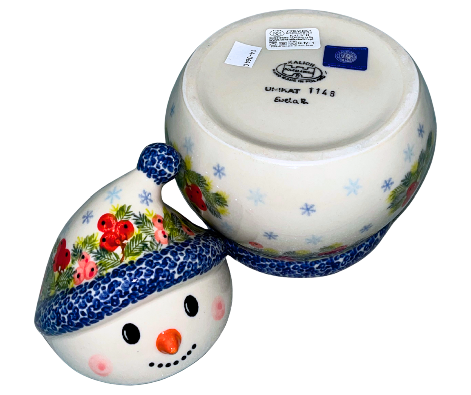 ポーランド陶器　KALICH社　UNIKAT 雪だるまののコンテイナー ポーランド陶器 KALICH社 UNIKAT 雪だるまののコンテイナー